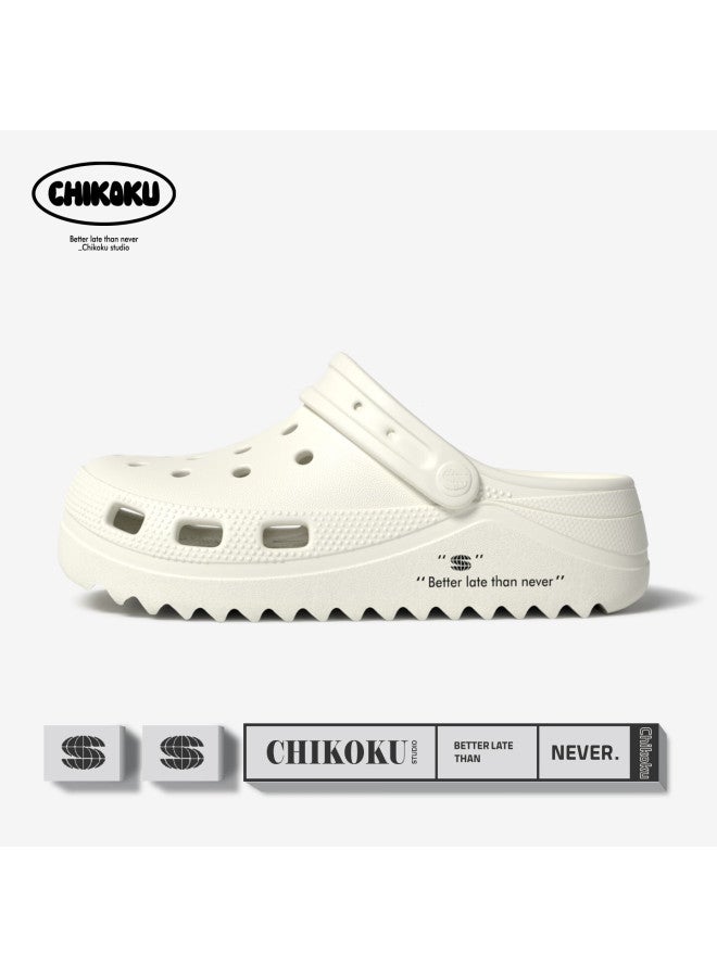 Chikoku Women's Summer Outdoor Perforated Shoes, Comfortable Thick-soled Breathable Sandals, Beach Closed-toe Slippers