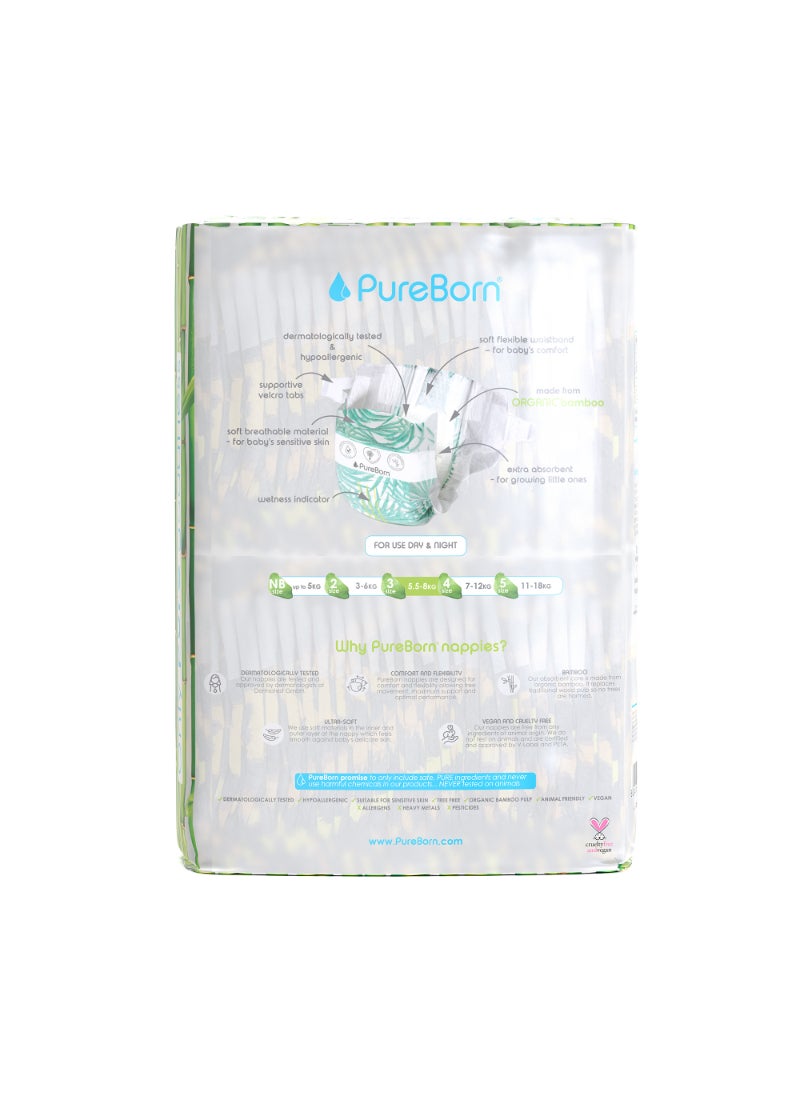 PureBorn Organic Baby Tape Style Diapers Size-3 5.5 -8 kg Leopard Print 56 Diapers - Image 2