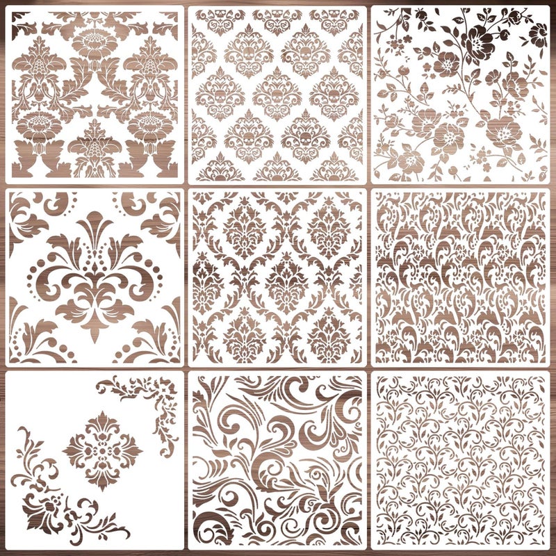 zosylley Damask Stencils for Walls 12inch Damask Stencil Large Texture Stencils for Painting on Wood Furniture Canvas Paper Fabric - Image 2