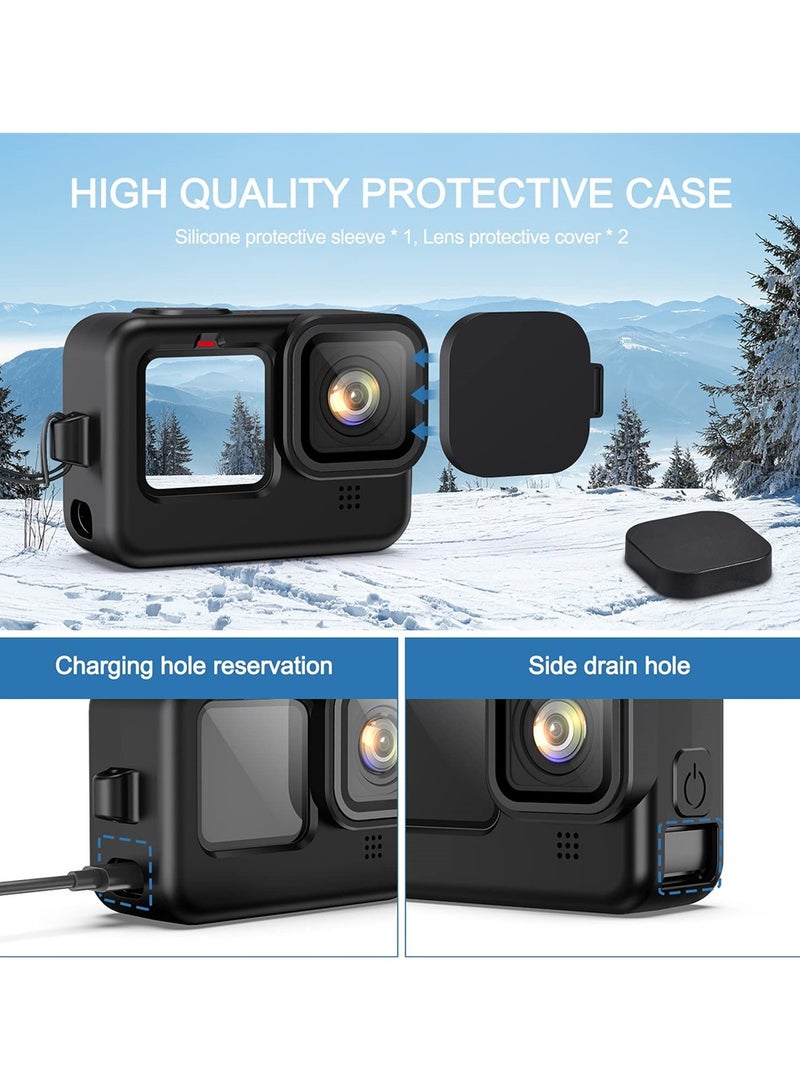 GoPro Hero 10 Black Tempered Glass Screen Protector and Silicone Sleeve with Lanyard Replacement Side Door  - Image 2