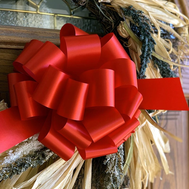 Gift Wrap Etc. Large Red Ribbon Pull Bows - 9" Wide, Set of 6, Christmas, Wrapping, Wreath, Fundraiser, Decoration, Office, Big Gift Bows, Gift Basket, Valentine's Day, President's Day, Memorial Day. 4th ofJuly - Image 2