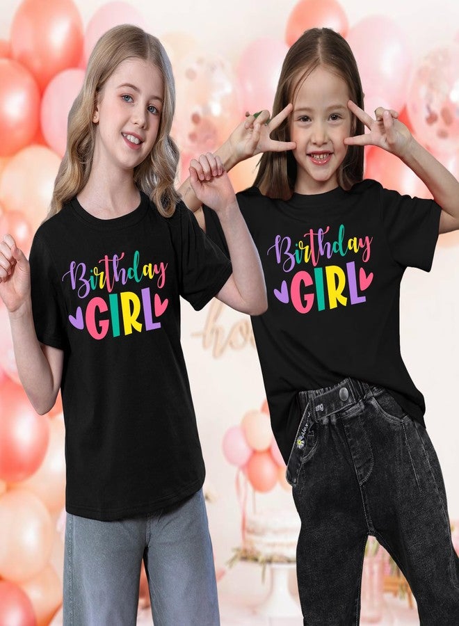 CAZYCHILD تيشيرتات عيد ميلاد للبنات من CAZYCHILD، طقم ملابس لحفلات أعياد ميلاد الأطفال، هدية رائعة للفتيات الصغيرات والرضع، تيشيرتات بأكمام قصيرة لطيفة للأطفال من عمر 5 إلى 14 سنة، لون أسود - Image 5