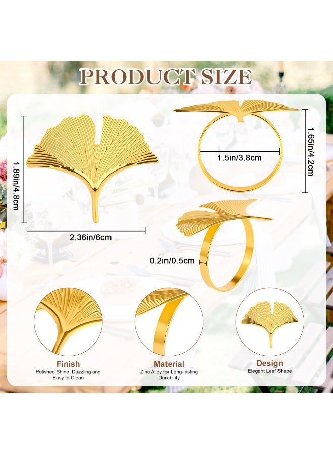 6 Pieces Ginkgo Biloba Napkin Ring Napkin Clasp Table Setting Decoration for Dinner Party Wedding - Image 3