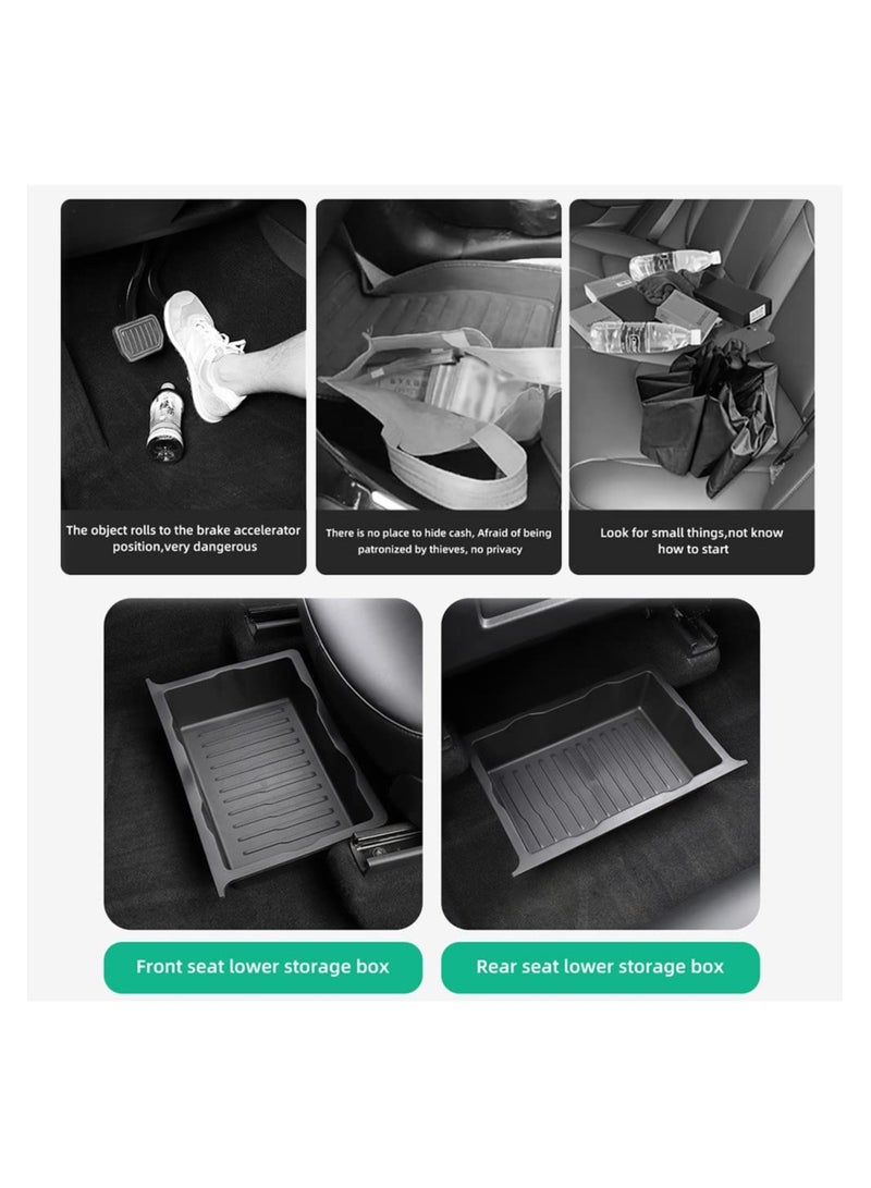 Zikra Under Seat Storage Box Organizer Fit for Tesla Model Y 2020 2021 2022 2023, Tesla Under Seat Drawer Silicone Hidden Tray Fit for Tesla Model Y Accessories Interior Decoration(1 Pack) - Image 3