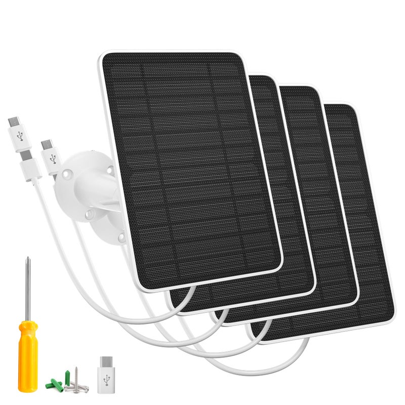 fohoa 5W Solar Panel Charger Compatible with Arlo Essential 2K Outdoor Camera2nd GenEssential Outdoor XL2nd GenEssential Spotlight IP65 Waterproof 10ft USBC Micro USB Cable Wall Mount 4 Pack - Image 2