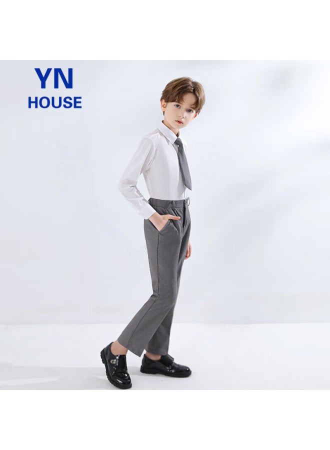 Yinuofang Boys' Suit Pants, Gray Children's Overalls, Casual Trousers, Gray: Long Pants, 130cm - Image 5