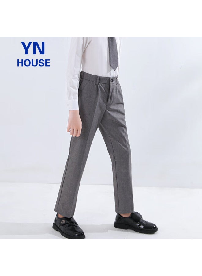 Yinuofang Boys' Suit Pants, Gray Children's Overalls, Casual Trousers, Gray: Long Pants, 130cm - Image 1