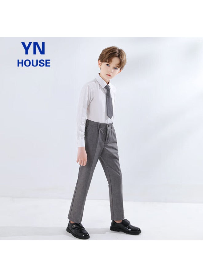Yinuofang Boys' Suit Pants, Gray Children's Overalls, Casual Trousers, Gray: Long Pants, 130cm - Image 2
