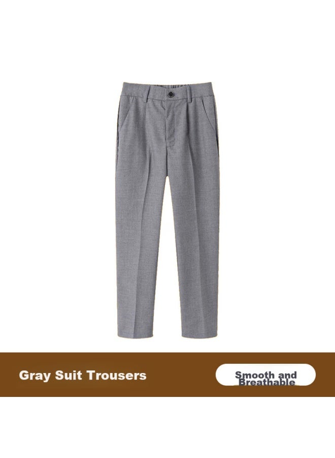 Yinuofang Boys' Suit Pants, Gray Children's Overalls, Casual Trousers, Gray: Long Pants, 130cm - Image 4
