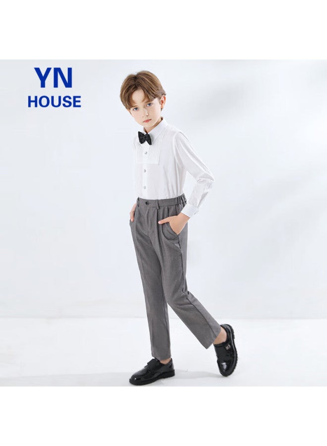 Yinuofang Boys' Suit Pants, Gray Children's Overalls, Casual Trousers, Gray: Long Pants, 130cm - Image 3