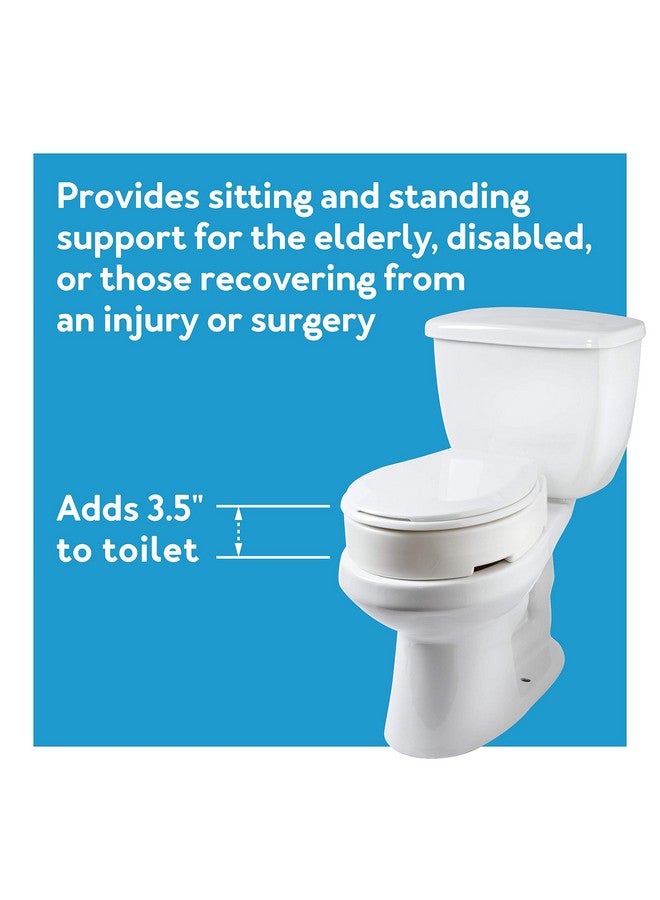 careX Carex Round Hinged Raised Toilet Seat, Elongated Toilet Seat Riser, Adds 3.5 Inches of Height, 300 lbs Capacity, Elevating and Raising Seat for Elderly and Handicap, Universal, Slip-Resistant, White - Image 3