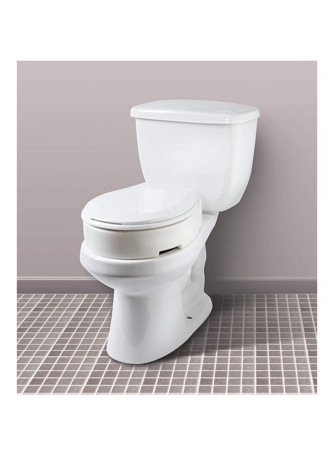 careX Carex Round Hinged Raised Toilet Seat, Elongated Toilet Seat Riser, Adds 3.5 Inches of Height, 300 lbs Capacity, Elevating and Raising Seat for Elderly and Handicap, Universal, Slip-Resistant, White - Image 4