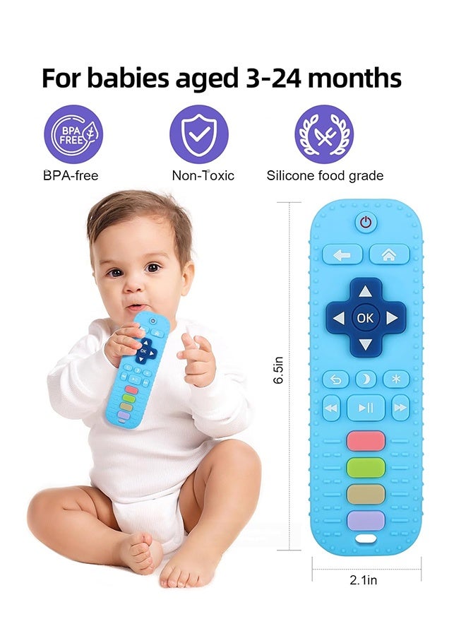 Remote Teethers Silicone Baby Teething Toys, TV Remote Teether for 3-6-12-18 Months Babies Infant Toddlers Teething Relief Chew Toys (Blue) - Image 2