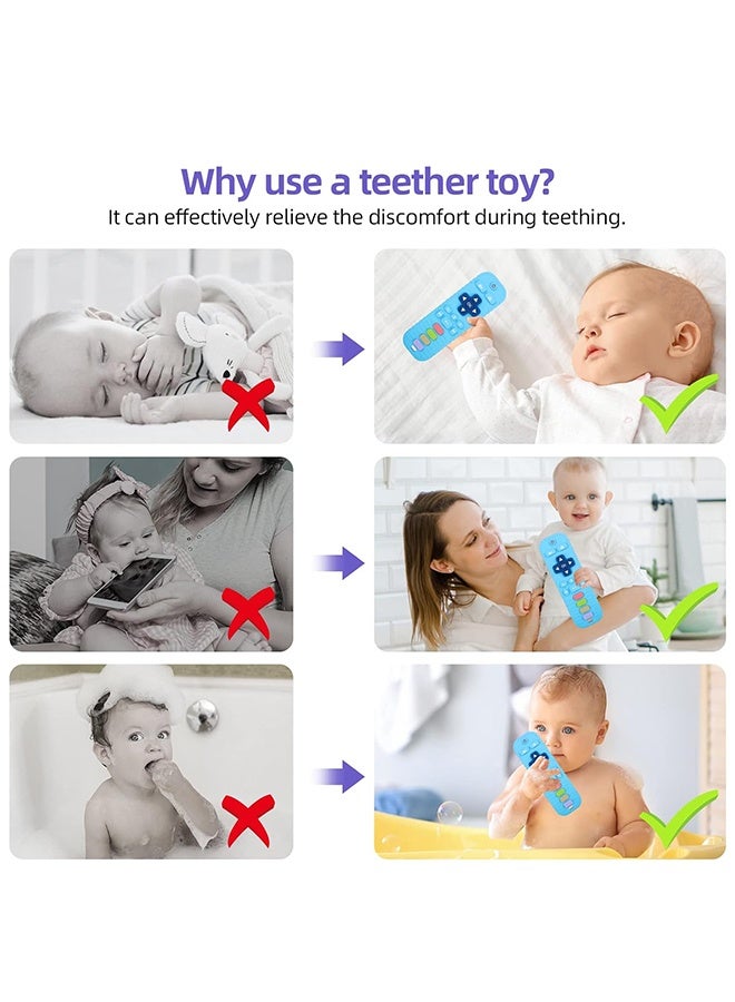 Remote Teethers Silicone Baby Teething Toys, TV Remote Teether for 3-6-12-18 Months Babies Infant Toddlers Teething Relief Chew Toys (Blue) - Image 5