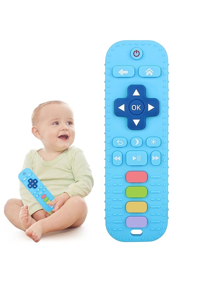 Remote Teethers Silicone Baby Teething Toys, TV Remote Teether for 3-6-12-18 Months Babies Infant Toddlers Teething Relief Chew Toys (Blue) - Image 1
