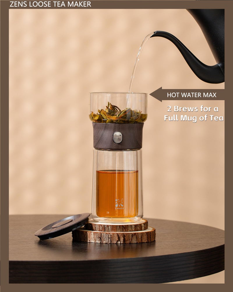 ZENS Modern Glass Infuser Teapot, One Touch Tea Maker for Loose Leaf Tea with Insulated Mug and Portable Case. Enchanted Pot Alternatives for Tea Lover Gifts - Image 3