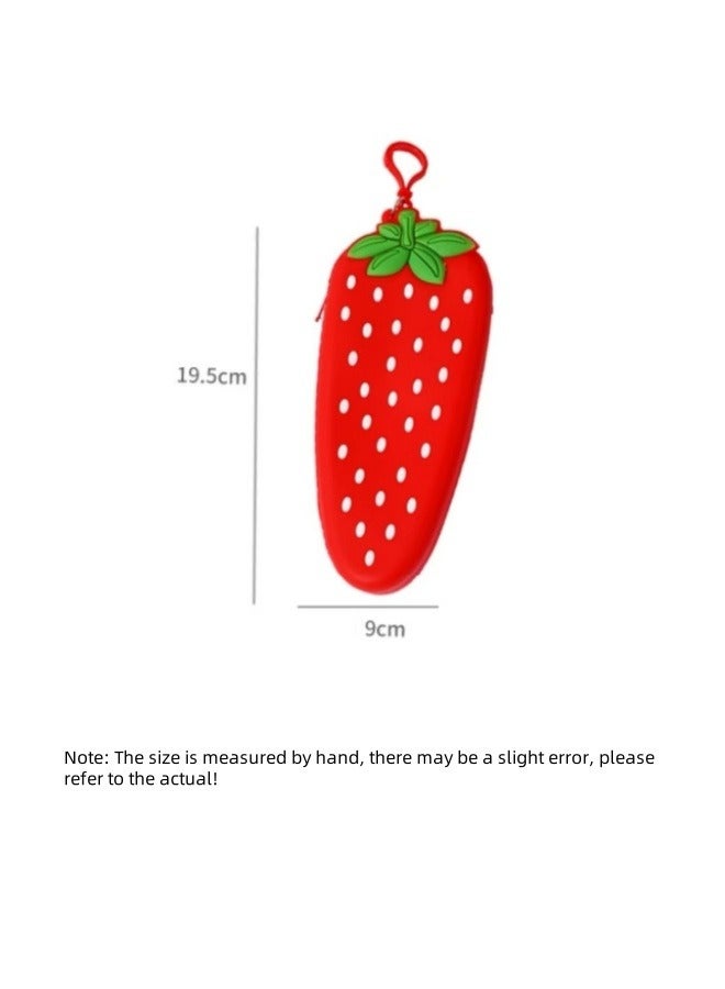 Creative Strawberry Silicone Pencil Bag Student Pencil Bag Cute Storage Bag Key Coin Purse  - Image 5