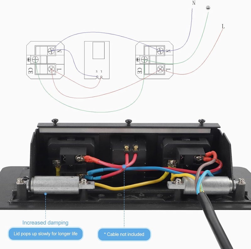 CPROSP USB table socket, extendable multiple socket for connecting in the white table, corner strip with 2 sockets and 2 USB - Image 4