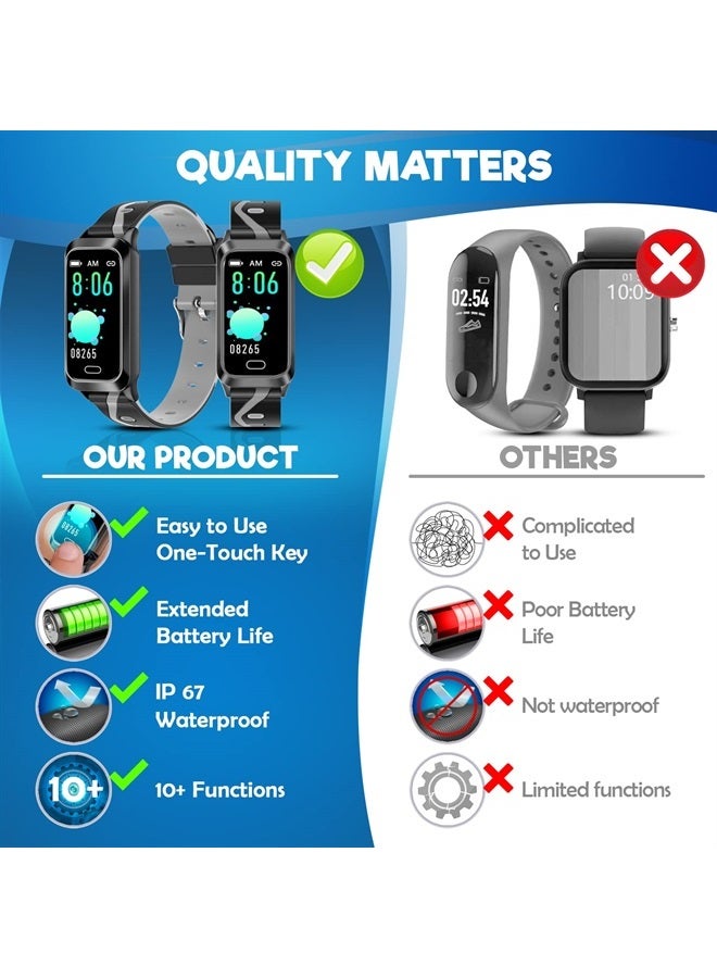 Inspiratek Kids Fitness Tracker for Kids Age 5-16 (5 Colors)，Waterproof Kids Fitness Watch，Kids Pedometer Watch，Watch for Kids，Step/Activity Tracker for Kids，Easy to Use Kids Tracker Watch (Black) - Image 4