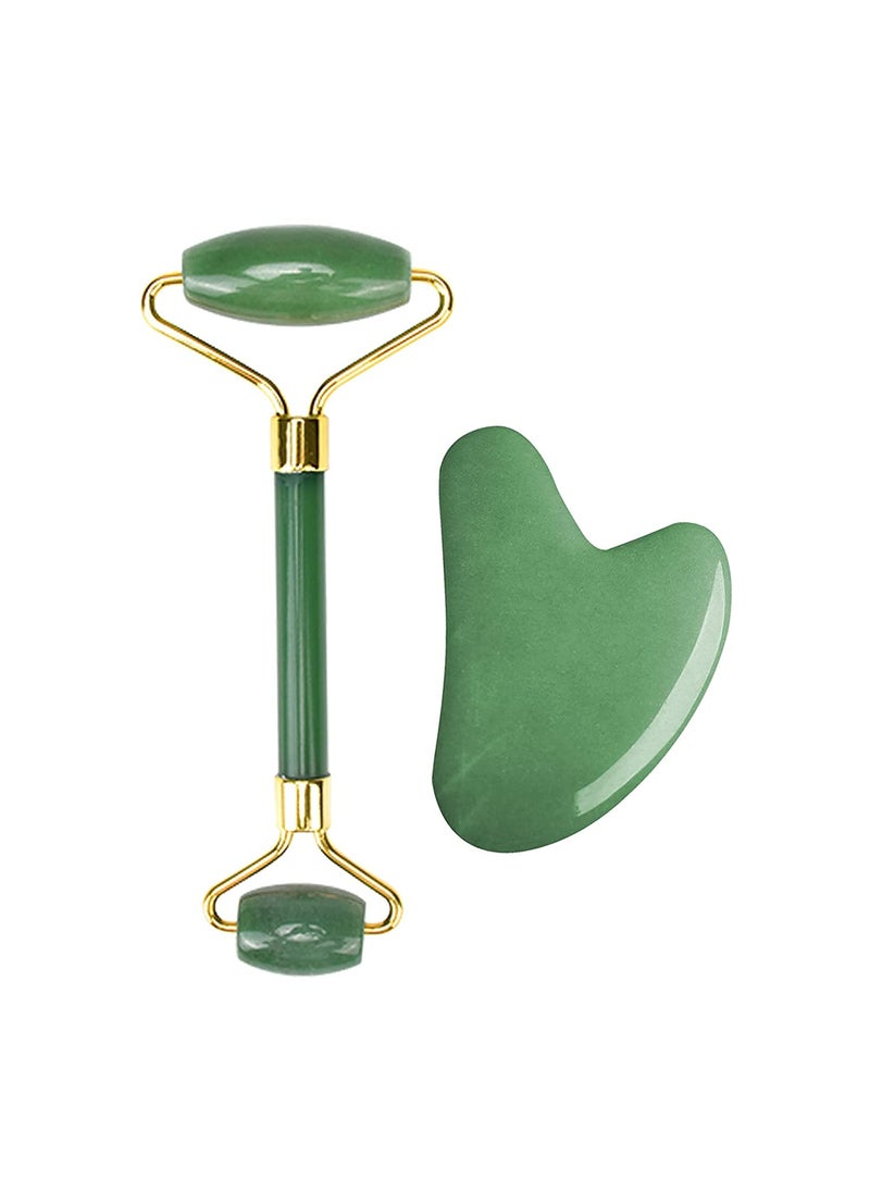 SKGREEN Jade Face Massager Roller Gua Sha Scraping Natural Himalayan Stone Facial Massage Beauty Tool for Face Neck Toning Firming Serum Application  - Image 1