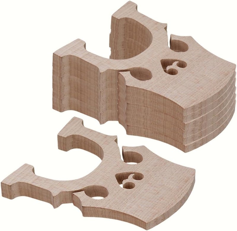Mxfans Cello Bridge 4/4 Full Size Burlywood Maple Bridge for Cello Strings Wood Set of 5 - Image 1