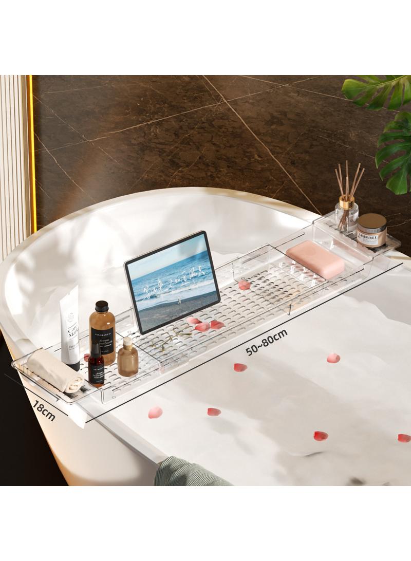 general Bathtub Storage Rack Bathroom Retractable Drainage Rack Storage Board Shower Tray Bathroom Rack - Image 1