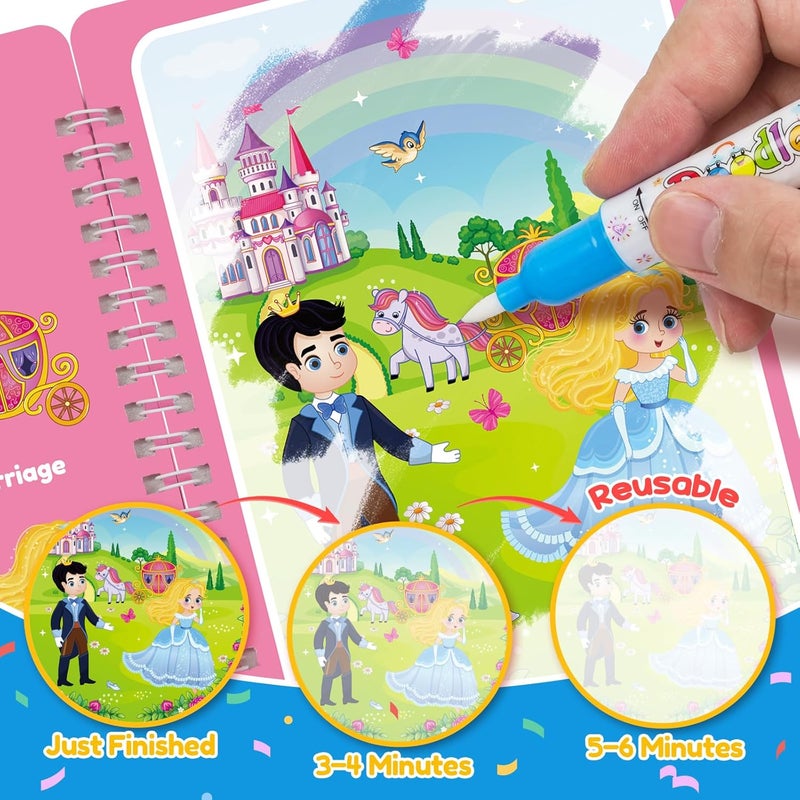 ZMLM 24 Pack Water Coloring Book for Toddlers - Mess Free Water Painting Book,Reusable Magic Paint with Water Doodle Books Party Favors for Kids Ages 3-5 Drawing Toys Gift for Girl Boy - Image 3