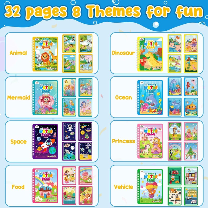 ZMLM 24 Pack Water Coloring Book for Toddlers - Mess Free Water Painting Book,Reusable Magic Paint with Water Doodle Books Party Favors for Kids Ages 3-5 Drawing Toys Gift for Girl Boy - Image 5