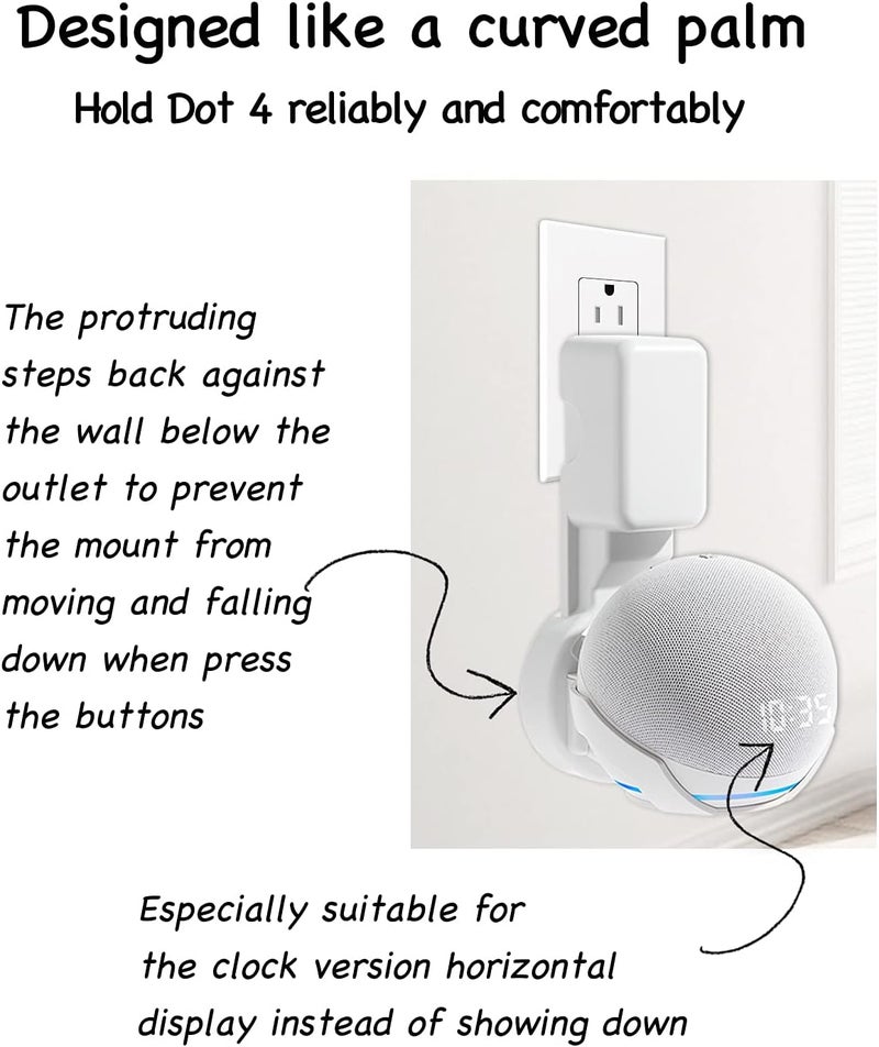 ZUOLACO Outlet Wall Mount Hanger Holder for Dot 4th-Generation, Space-Saving Accessories Built-in Cable Management Hide Messy Wires, White - Image 3