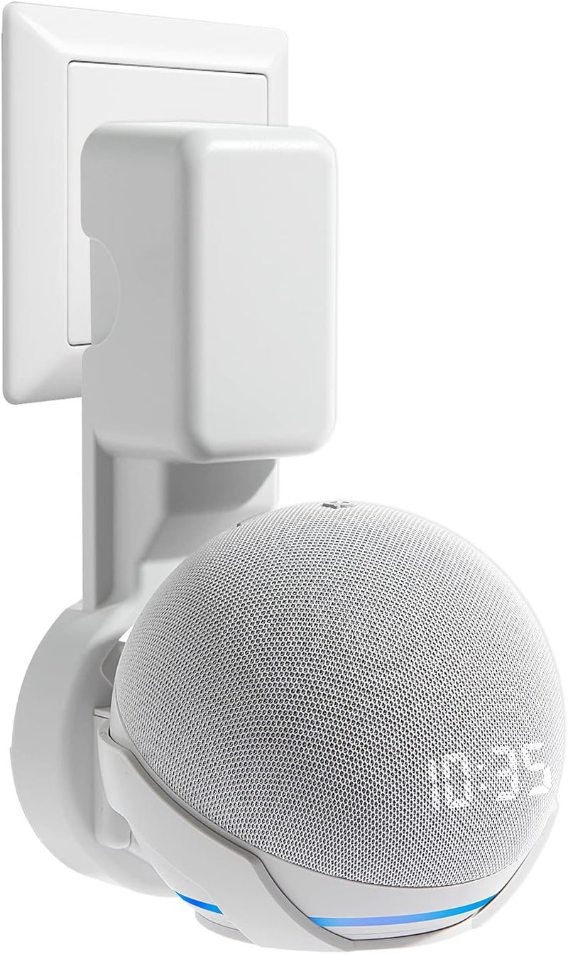 ZUOLACO Outlet Wall Mount Hanger Holder for Dot 4th-Generation, Space-Saving Accessories Built-in Cable Management Hide Messy Wires, White - Image 1