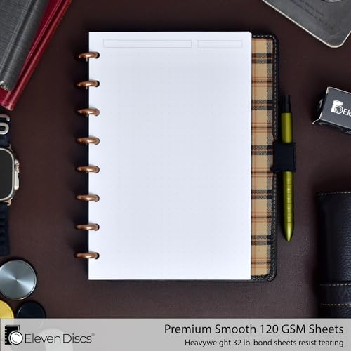 Eleven Discs Discbound Paper, Junior Size Dot Grid Sheets - Premium 120gsm Heavyweight Notebook & Planner Refills - 8 Discs, 5.5 x 8.5 in - Punched for Circa, Arc, TUL (50 Sheets) - Image 2