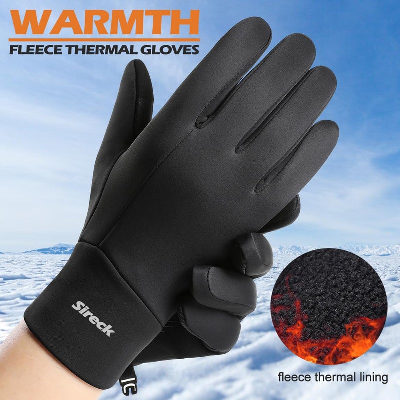 Sireck Water-Resistant Winter Gloves for Men, Touchscreen and Fleece Thermal Cold Weather Gloves, Snow Ski Gloves Winter Gear (M) - Image 2