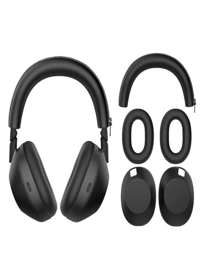 Wiki VALLEY Silicone Protective Cover Set for Sony WH-1000XM6, 3-in-1 Headband Earpad Earcup Covers, Black - Image 1