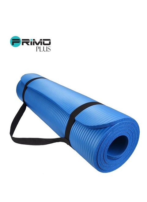 Non-Slip Yoga Mat 1/2 Inch Thick Board and Strap Attachment Loading Features for Calisthenics, Pilates, Yoga and Many Other Home Exercises Blue