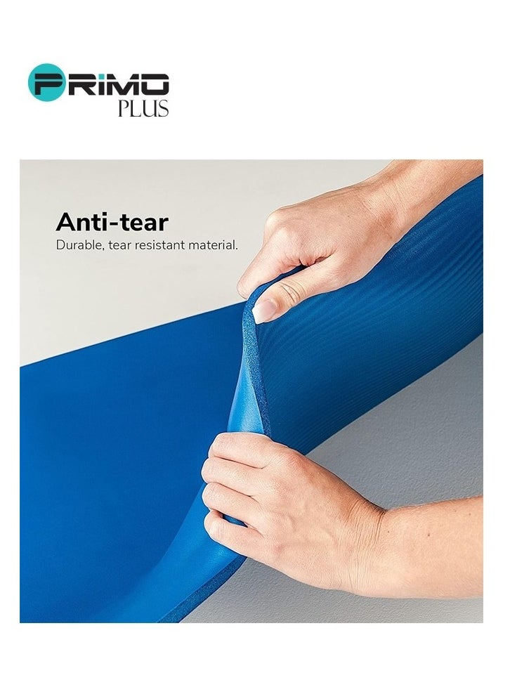 Non-Slip Yoga Mat 1/2 Inch Thick Board and Strap Attachment Loading Features for Calisthenics, Pilates, Yoga and Many Other Home Exercises Blue