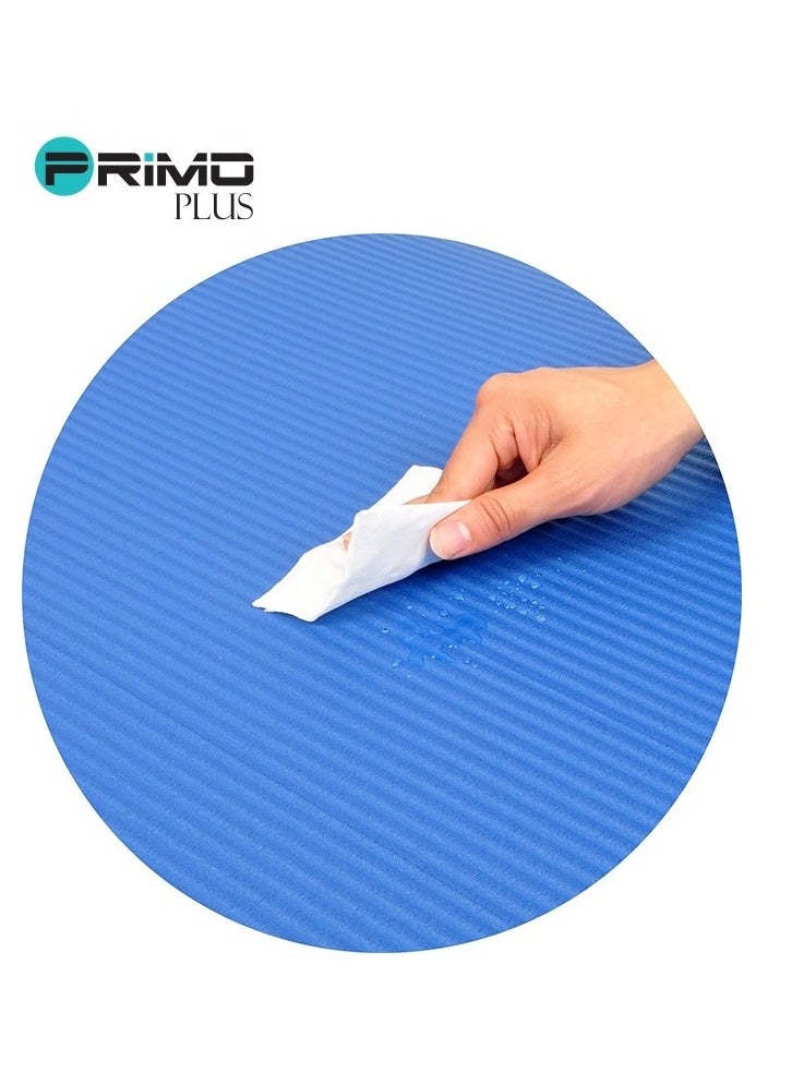 Non-Slip Yoga Mat 1/2 Inch Thick Board and Strap Attachment Loading Features for Calisthenics, Pilates, Yoga and Many Other Home Exercises Blue
