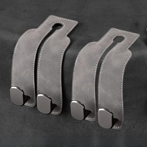 Xfopz Car Seat Hooks, Car Seat Back Storage Hook Double Hook, Headrest Hooks for Car, Car Hooks for Purses and Bags (2, Grey) - Image 1