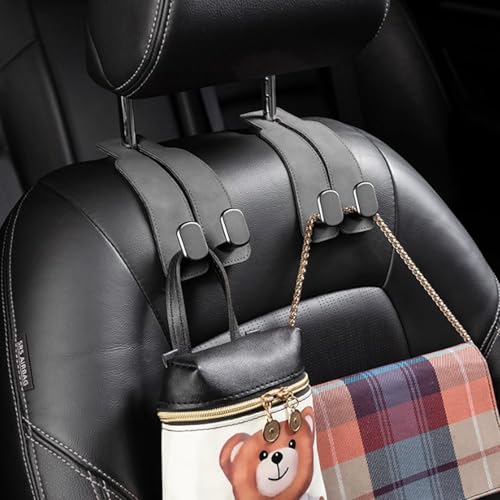 Xfopz Car Seat Hooks, Car Seat Back Storage Hook Double Hook, Headrest Hooks for Car, Car Hooks for Purses and Bags (2, Grey) - Image 4