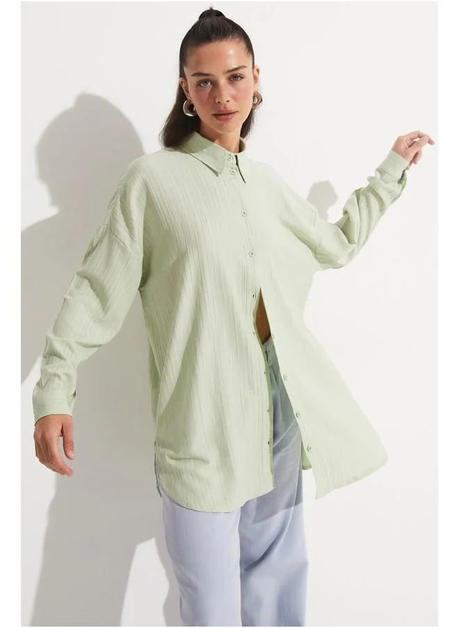 JUNE June Viscose Blend Tunic Light Green