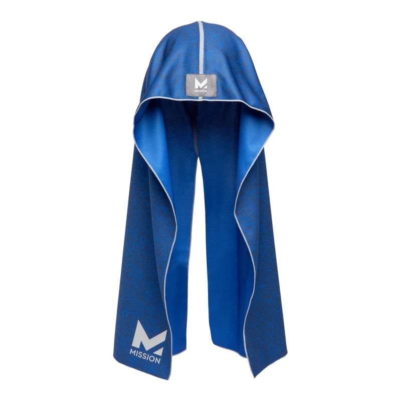 MISSION Cooling Hoodie Towel, Evaporative Cool Technology, Cools Instantly When Wet, UPF 50 Sun Protection, Contours Your Head to Stay in Place, Great for Sports, Fitness, Gym (Astra Lapis Blue) - Image 1