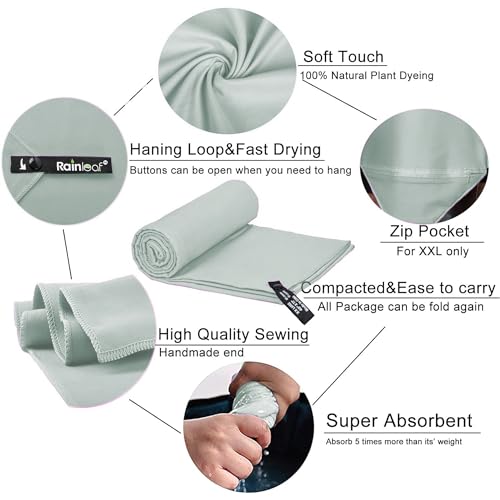 Rainleaf Microfiber Towel Perfect Travel & Gym & Camping Towel. Quick Dry - Super Absorbent - Ultra Compact - Lightweight. Suitable for Trip, Beach, Shower, Backpacking, Pool - Image 3