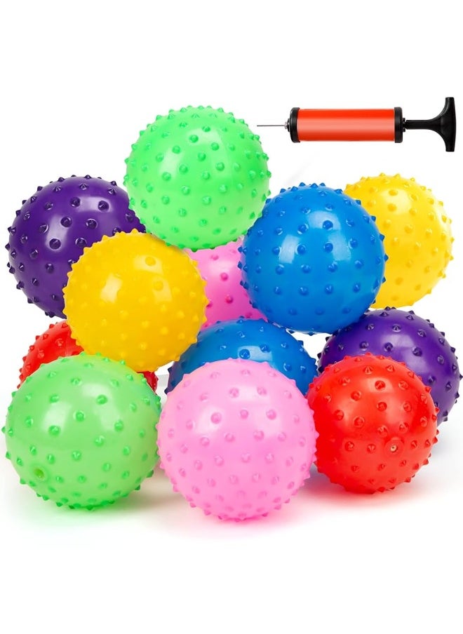 LoveInUSA - LOVEINUSA Bounce Ball, 12 PCS Sensory Balls Knobby Party Balls Massage Balls with Air Pump Set 4.72" - Image 1