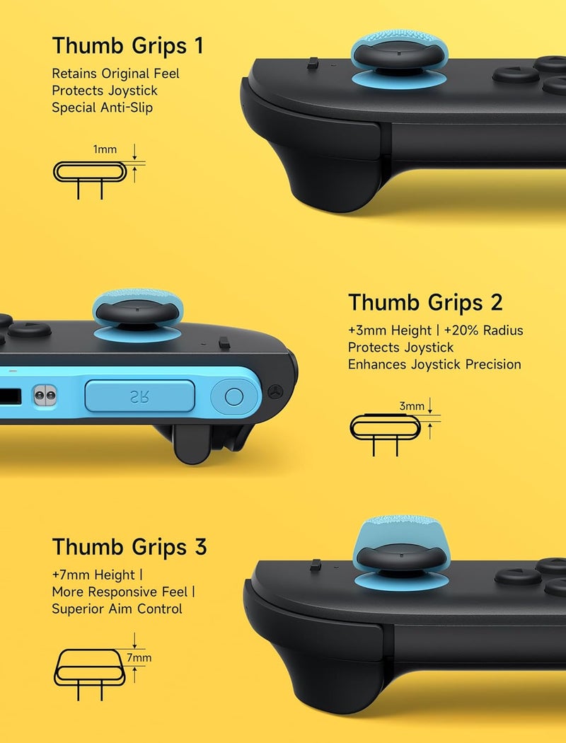 أغطية الإبهام من JSAUX لوحدة تحكم Switch 2، أغطية أزرار الإبهام لـ Switch، غطاء عصا أزرار Joycon، تصميم مريح، توافق ومتانة - تحسين مضاد للانزلاق، أزرق وبرتقالي، 3 أزواج (6 قطع) - Image 2