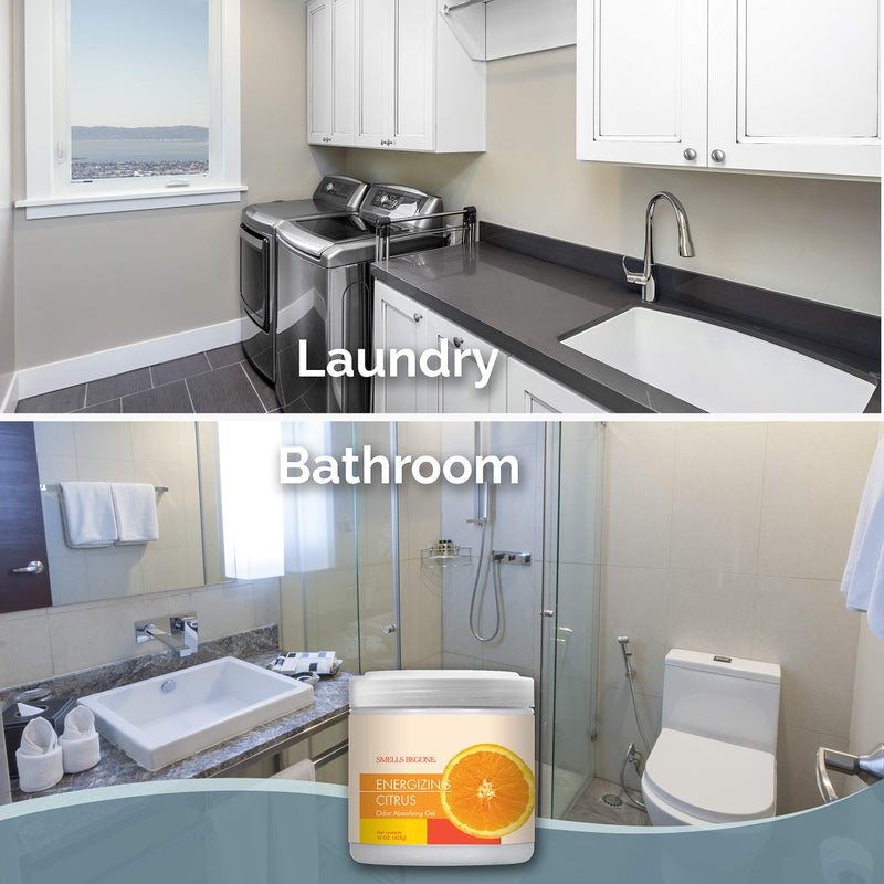 SMELLS BEGONE 15 oz Air Freshener Odor Absorber Gel - Absorbs Odor from Bathrooms, Cars, Pet Areas, Boats & RVs - Made with Essential Oils - Energizing Citrus Scent - Image 5