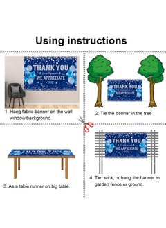 HOWAF Thank You For All You Do Party Decoration Banner, Employee Appreciation Banner For Staff Teachers Doctors Appreciation Party, We Appreciate You Backdrop Banner, Blue And Silver, 72.8" X 43.3"  - Image 3