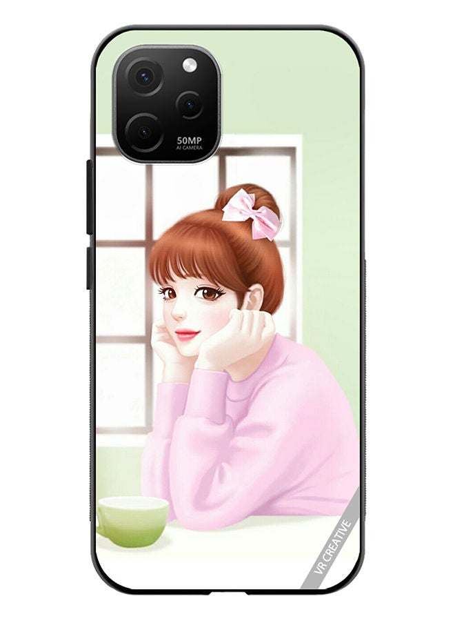 VR CREATIVE Protective Case Cover For Huawei Nova Y61 Girl Having Tea Design Multicolour - Image 1