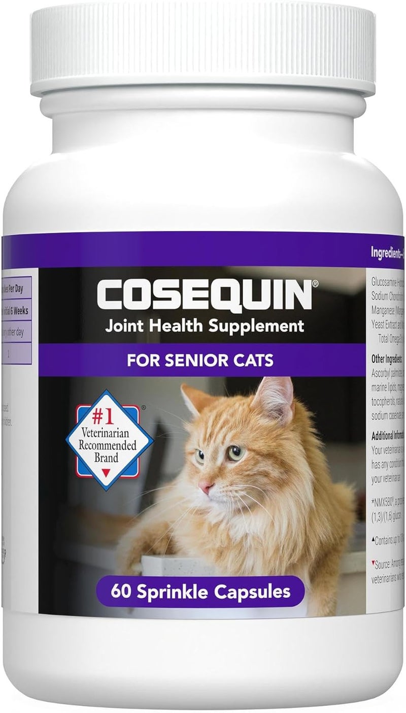 Nutramax Laboratories Nutramax Cosequin for Senior Cats Joint Health Supplement, Contains Glucosamine for Cats, Plus Chondroitin, Supports Joint, Skin and Coat, and Immune Health, Sprinkle Capsules, 60 Count - Image 1