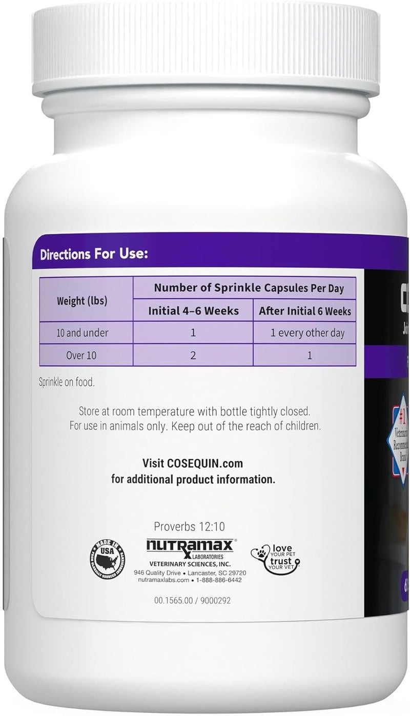 Nutramax Laboratories Nutramax Cosequin for Senior Cats Joint Health Supplement, Contains Glucosamine for Cats, Plus Chondroitin, Supports Joint, Skin and Coat, and Immune Health, Sprinkle Capsules, 60 Count - Image 3