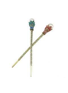 ?Pack Of 2 Rhinestone Pearl Hair Stick Vintage Hair Chopsticks Hairpin Chignon Pin
