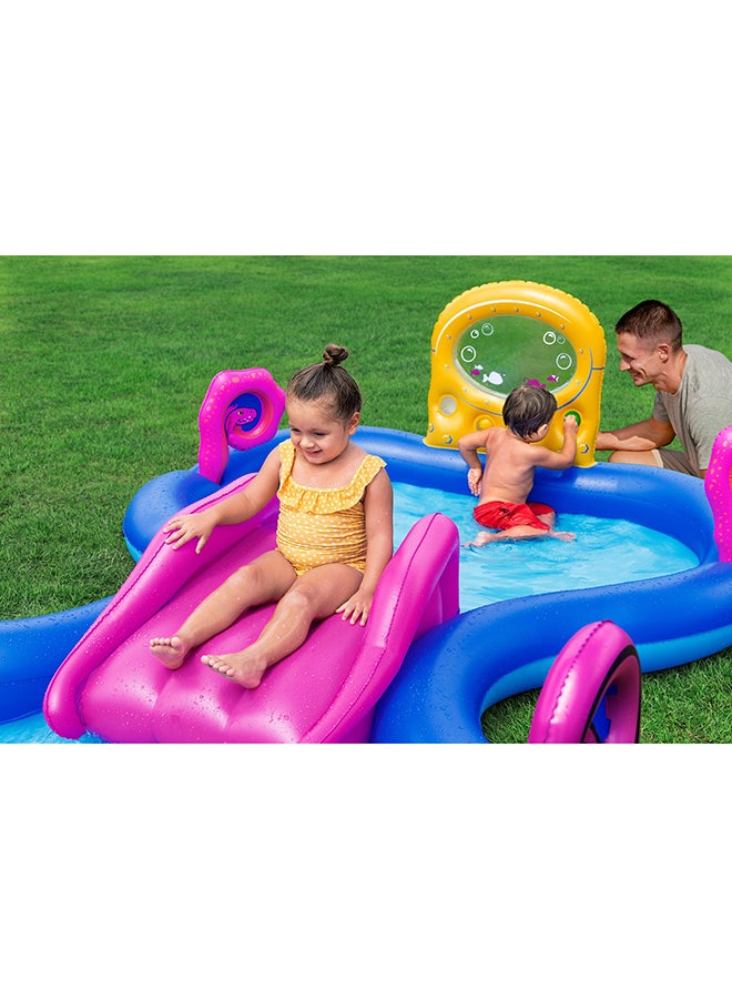 Bestway, Sea Odyssey Inflatable Kids Play Center with Water Slide, Sprinkler Arch, Basketball Hoop, Paddle Game Set, Splash Pool Outdoor Activity Set, Repair Patch Included, 3.30mx1.88mx1.17m - Image 5